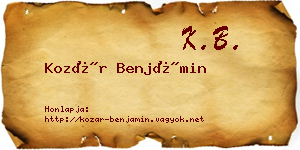 Kozár Benjámin névjegykártya