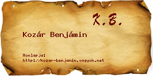 Kozár Benjámin névjegykártya