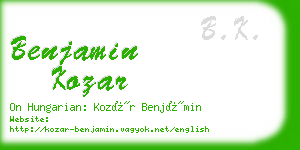 benjamin kozar business card